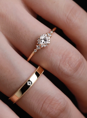 培育钻石戒指情侣款对戒