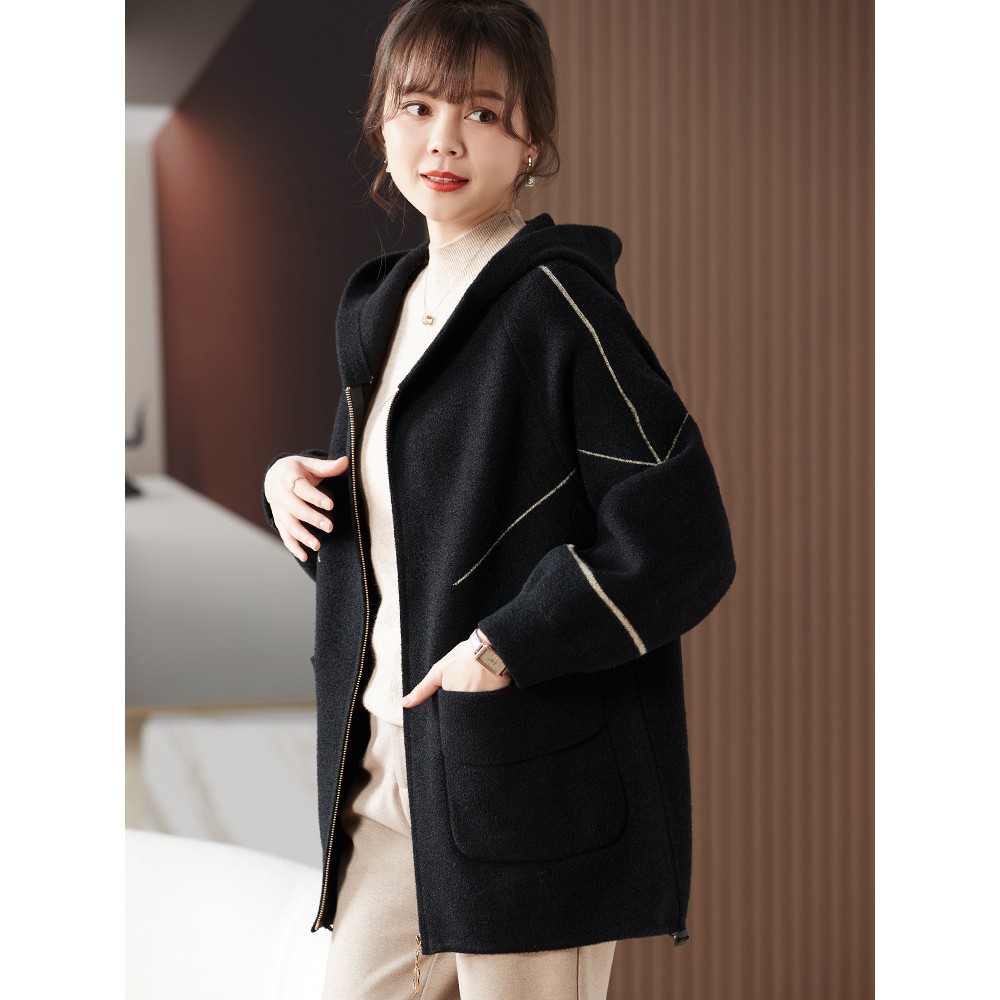 喜卉妈妈春秋外套时尚连帽拉炼毛衣开衫2025新款中老年女针织上衣 - 图2