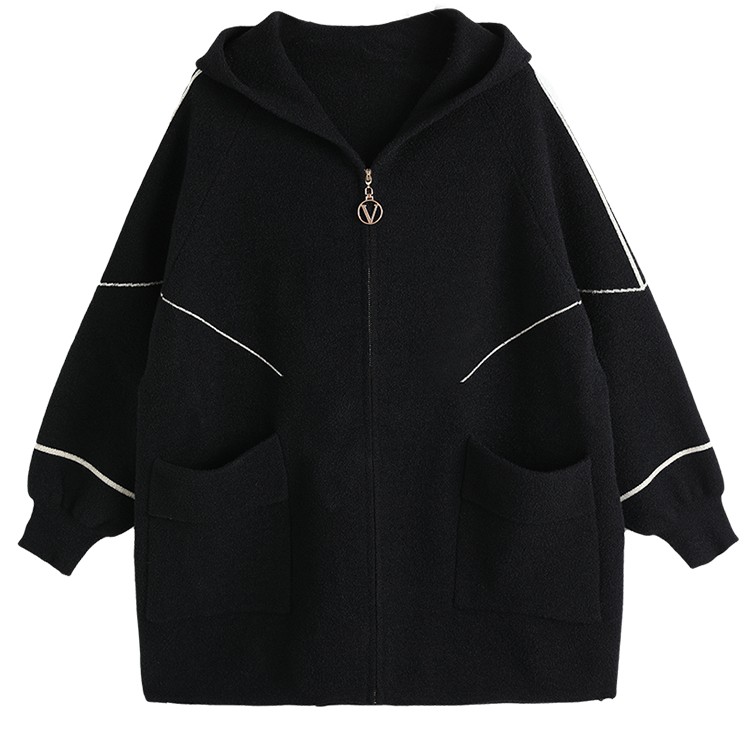 喜卉妈妈春秋外套时尚连帽拉炼毛衣开衫2025新款中老年女针织上衣 - 图3