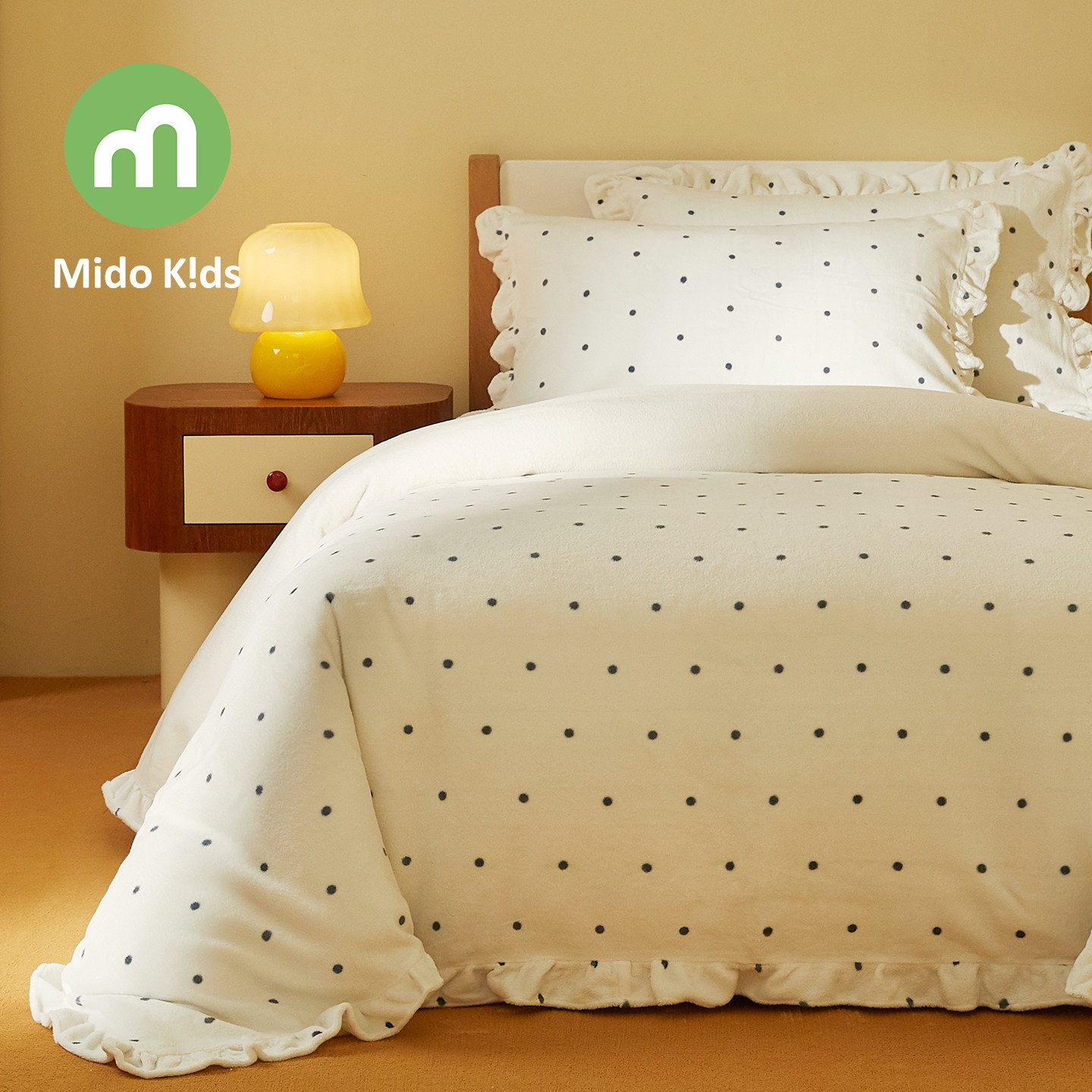 女童四件套牛奶绒花边儿童床品三件套珊瑚绒法兰绒套件-波点仔仔,淘宝优惠券,粉丝福利购,淘宝优惠卷