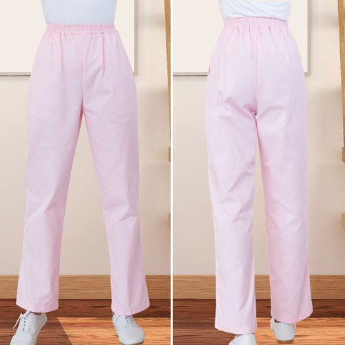 尖狮护士裤子白色女工作裤厚款弹力蓝色松紧腰大码裤子粉色冬季服 - 图2