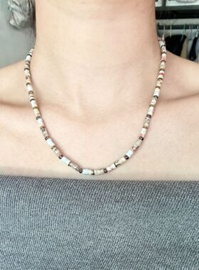 新款【火山漫步】天然玉石潮流串珠颈链民族风气质百搭小众锁骨链