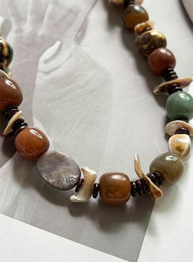 「野蛮生长」个性潮流陶瓷天然菩提自然质地小众原创设计项链