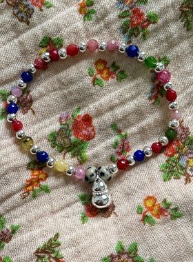 彩色石手链冰激凌夏季新款天然石手链小众串珠原创设计饰品