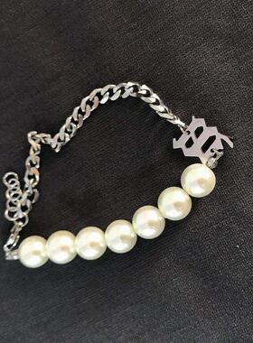 钛钢ins邓紫棋款小众珍珠链条短款项链时尚不掉色街拍星座项链女