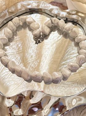 高贵典雅气质天然贝珠项链牙齿状巴洛克珍珠项链异形珍珠锁骨链女