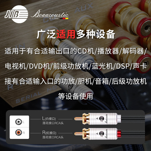 JIB德国蟒蛇hifi发烧级4N无氧铜二对二双莲花头2RCA音频信号线CD机声卡解码器接功放胆机有源音箱屏蔽线BB105 - 图3