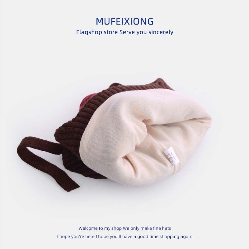 儿童帽子围巾两件套秋冬加厚有内里保暖针织毛线帽宝宝防风护耳帽,淘宝优惠券,粉丝福利购,淘宝优惠卷