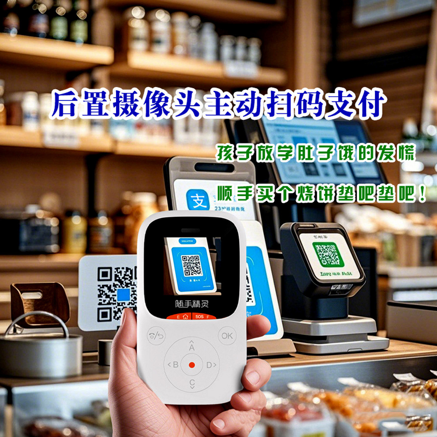 全网通智能电子学生卡学生手机定位4G儿童电话手表学生手机带摄像扫码支付定位器可打电话学生老人零钱支付卡