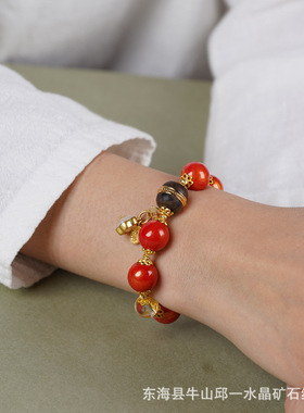 原创飘漆非遗大漆珠搭配天然白水