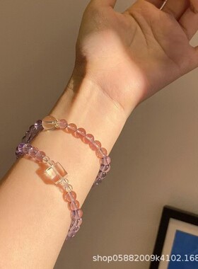 天然6mm紫水晶多圈手链小众设计