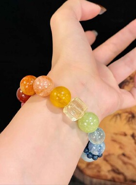 天然薰衣草手串女款蓝晶石青提奶