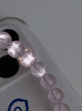 女款星光粉晶南红蜜桃手链6mm圆