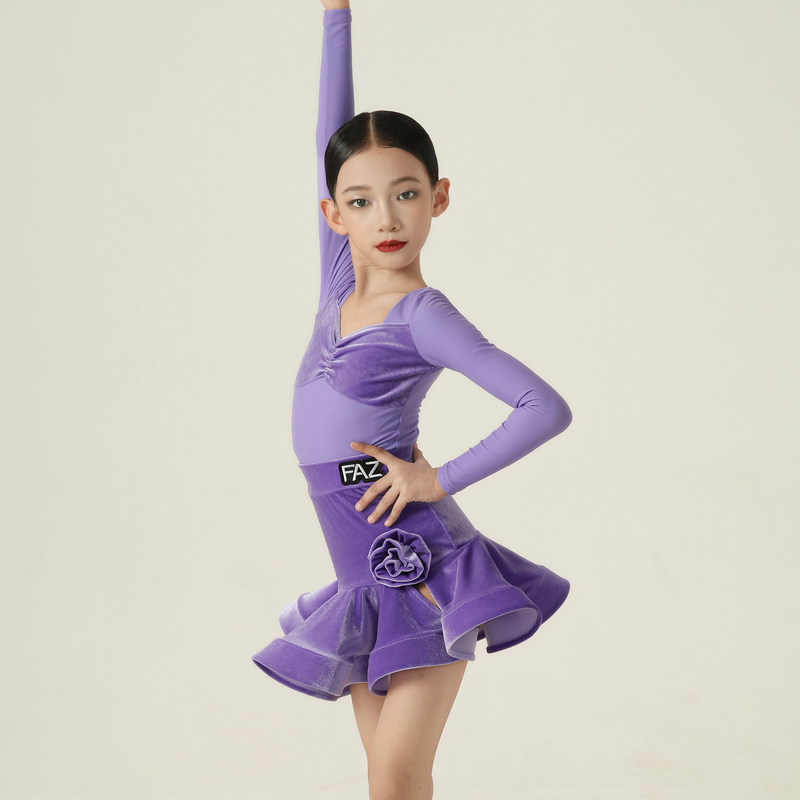 FAZ儿童秋冬新款拉丁舞蹈练习表演舞服少儿网红练功训练演出服装,淘宝优惠券,粉丝福利购,淘宝优惠卷