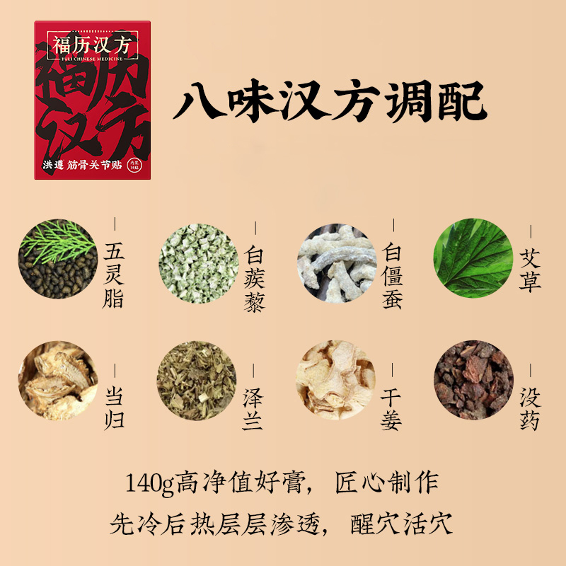 【福历汉方】关节贴舒缓肩部颈部疲劳敷贴透气贴艾灸贴艾草暖贴主图1