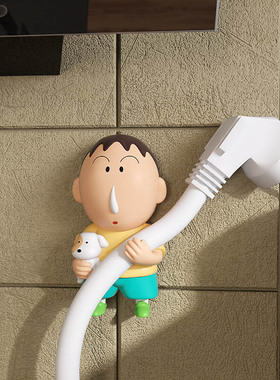 卡通蜡笔小新电源线收纳挂架厨房插头挂钩强力粘钩插头阿呆摆件