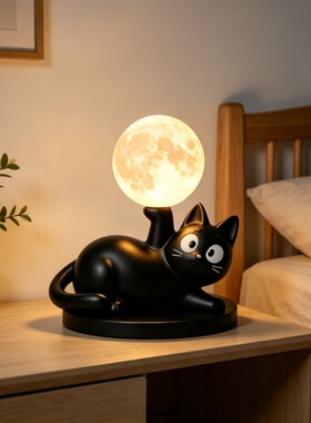 治愈系黑猫拍拍小夜灯摆件