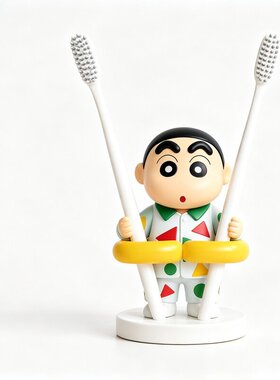 卡通蜡笔小新置物架笔筒免打孔牙刷架洗漱台牙具收纳桌面立体摆件