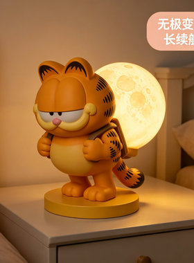 高颜值加菲猫台灯夜间起夜暖光拍拍灯可充电宿舍桌面氛围台灯摆件