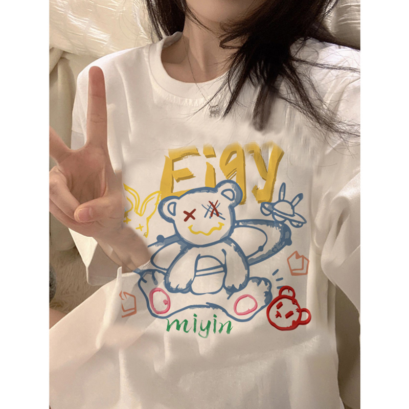 美式復古短袖t恤女夏寬松百搭oversize小眾設計感新款情侶ins上衣_蕾夏嬌旗艦店_女裝_女士精品
