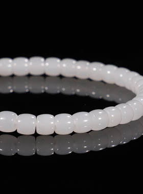 和田玉手链老型珠5mm猪油膏手串