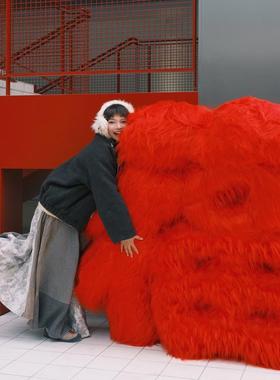 毛绒福字大型立体摆件网