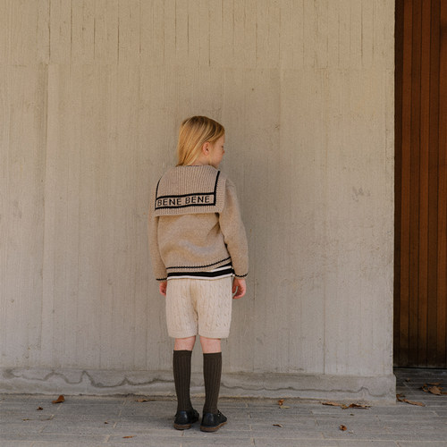 benebene设计师款羊毛针织开衫秋冬新款新生婴儿男女儿童保暖外套 - 图0