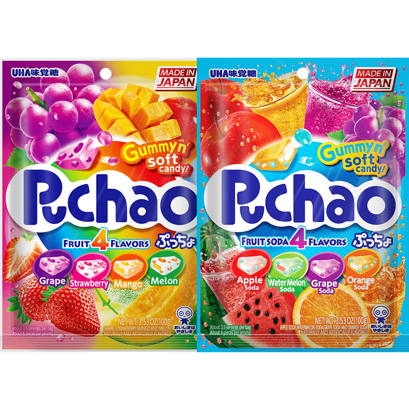 悠哈味觉糖进口UHA普超puchao软糖夹心糖果果汁碳酸水果100g