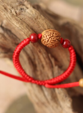 宝宝儿童桃核红绳手链女士本命年