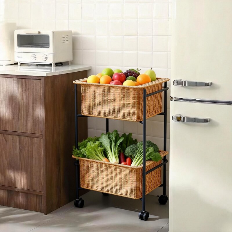 置物架零食收纳架推车落地移动卧室多层推拉储物卫生间浴室收纳筐