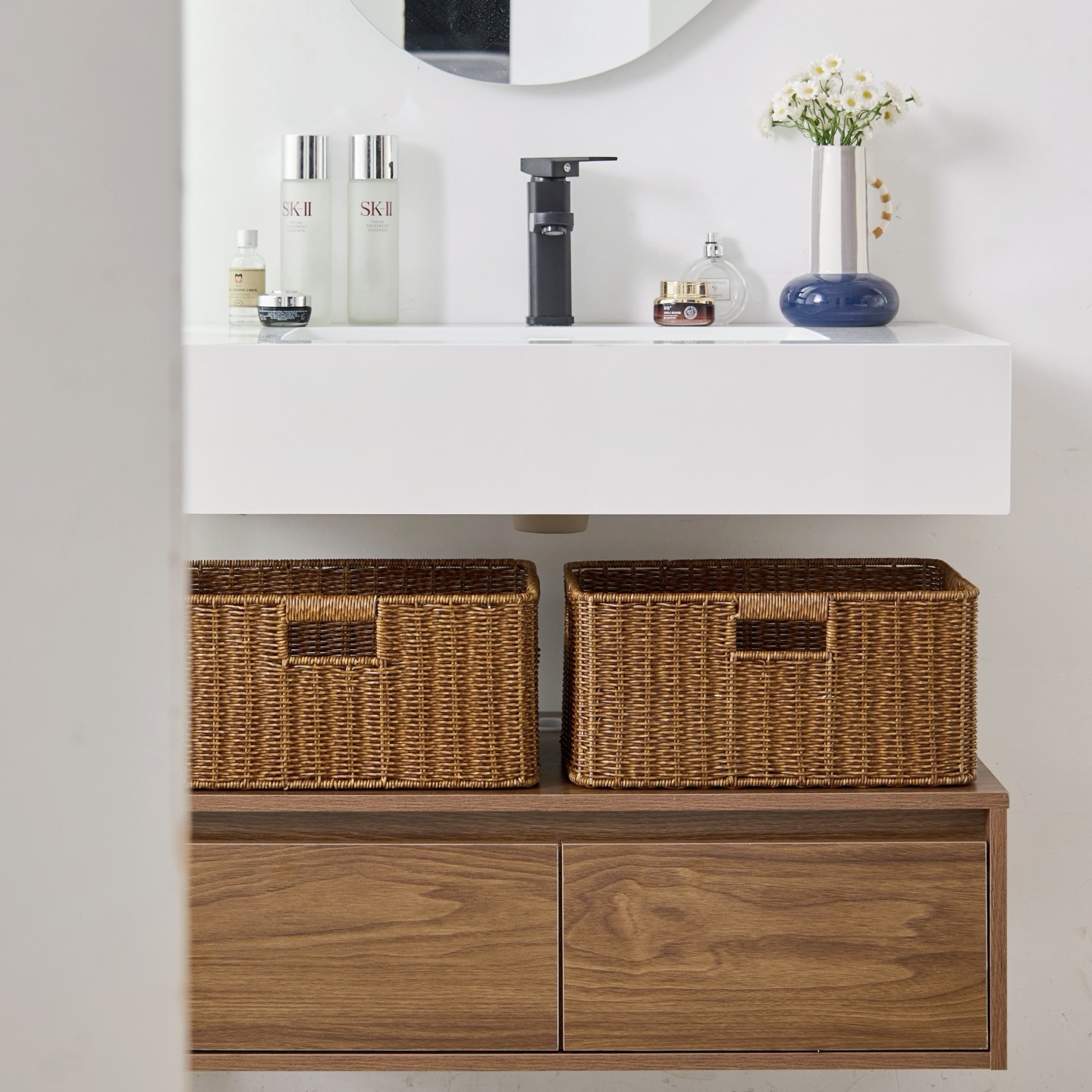 酒店风浴室柜下编织收纳筐卫生间浴巾毛巾收纳篮仿藤编置物收纳篮,淘宝优惠券,粉丝福利购,淘宝优惠卷