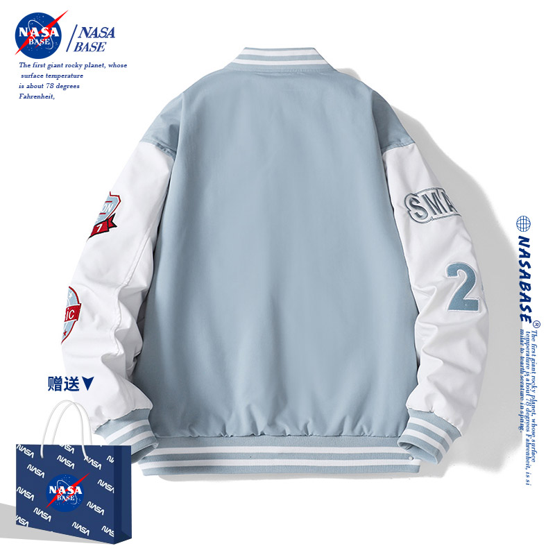 NASA联名美式棒球服男秋冬宽松潮牌夹克情侣外套新款2023爆款衣服