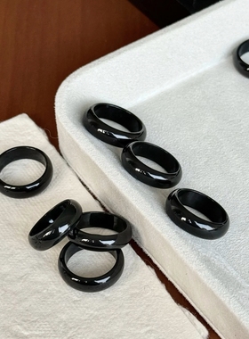 天然黑曜石戒指男女款指环食指戒指招财转运尾戒