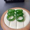 Natural Hetian Jade Jasper Ring Ice Green Spinach Green Jade Ring Full Green Jade Ring for Men and Women