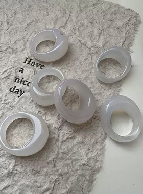 玛瑙玉髓大鹅头水滴扳指白玉髓扳指招财简约个性戒指玉石指环戒圈