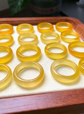 天然黄玉髓戒指鸡油黄食指戒指高级感个性小众玉石戒指招财转运