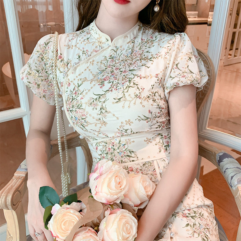 欧洲站2022新款复古日常刺绣连衣裙 ruuhee旗袍