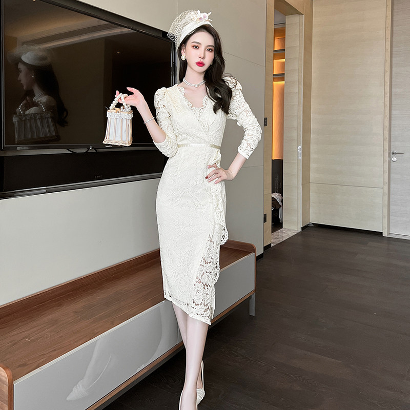 欧洲站温柔风轻奢蕾丝秋装连衣裙 ruuhee连衣裙