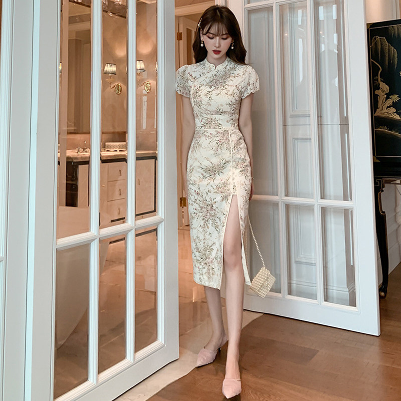 欧洲站2022新款复古日常刺绣连衣裙 ruuhee旗袍