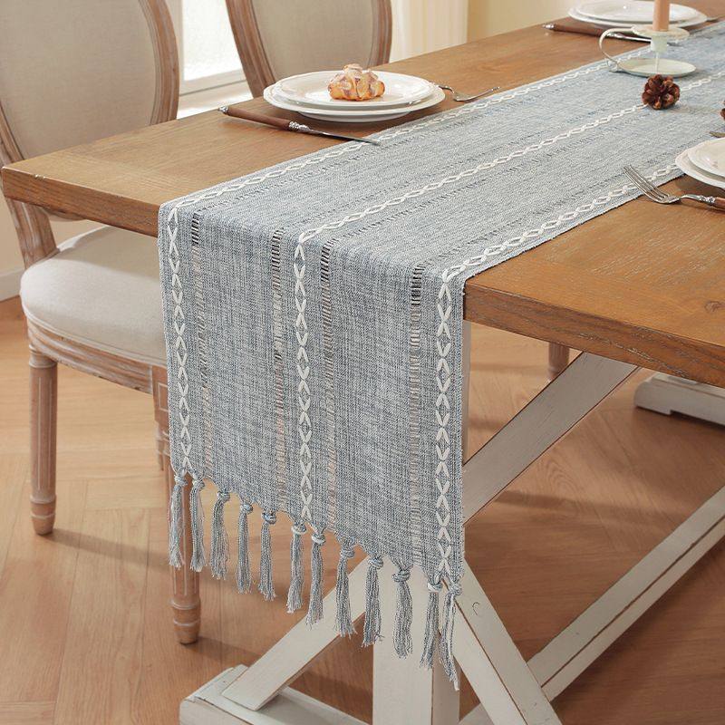 跨境美式桌旗棉麻餐桌布家居流苏桌现货艺垫茶几出口茶席台茶手工,淘宝优惠券,粉丝福利购,淘宝优惠卷