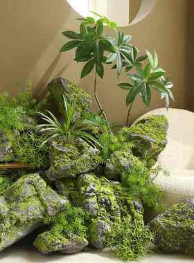 仿真泡沫石头造景庭院假山装饰青苔石苔藓假石头岩石拍摄道具摆件