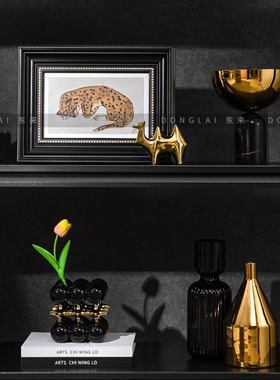 意式轻奢高档金色摆件样板间客厅电视柜开放格摆设高级感软装饰品