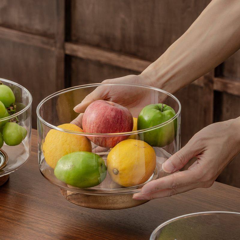 简约玻璃果盘客厅糖果盆点心盘碗收纳盒甜点木质高脚干果零食,淘宝优惠券,粉丝福利购,淘宝优惠卷