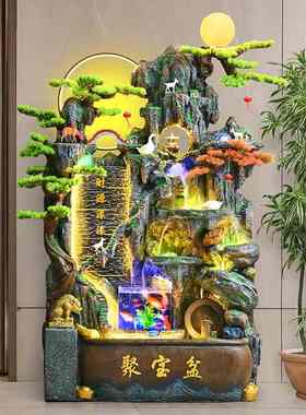 落地假山流水喷泉循环水景观招财轮风水内风车客厅高山办公室摆件