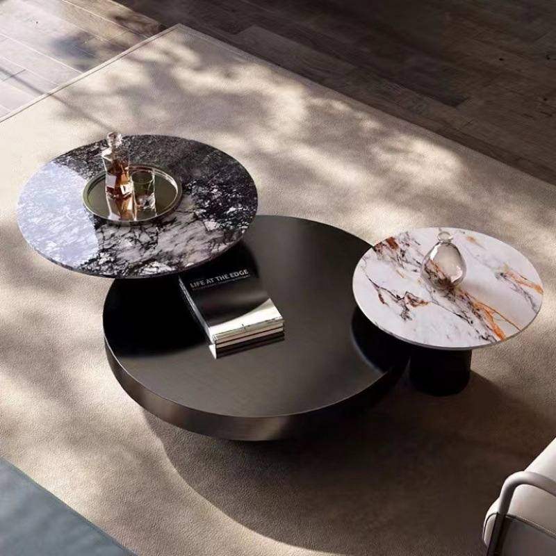 极简意式岩板大小茶几组合圆形轻奢客厅现代简约不锈钢设计师茶桌,淘宝优惠券,粉丝福利购,淘宝优惠卷