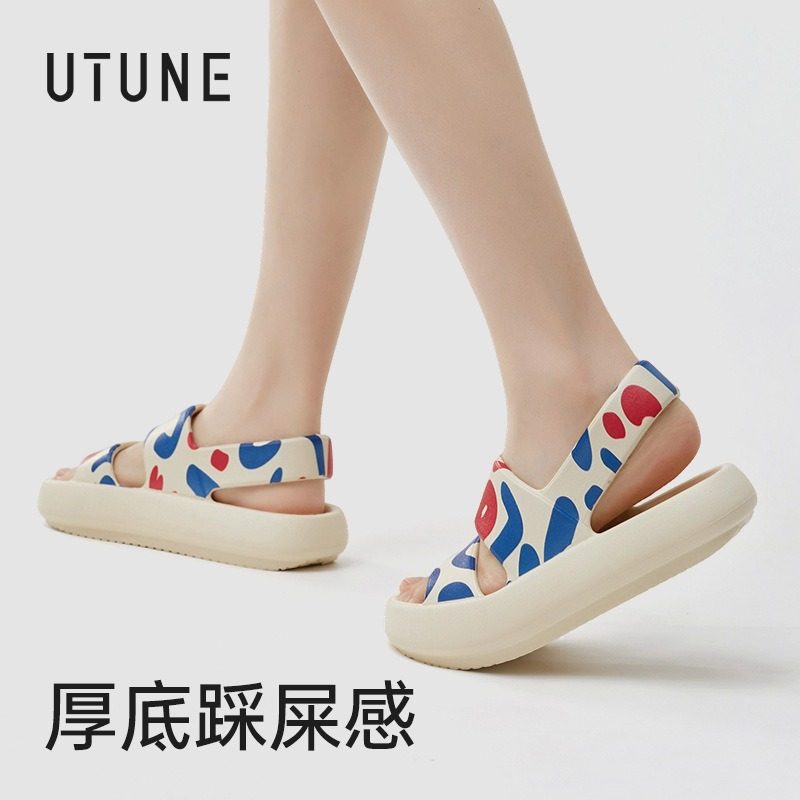 新品 优调印花凉鞋女款可下水夏季厚底防滑防水海边外穿软底运动,淘宝优惠券,粉丝福利购,淘宝优惠卷