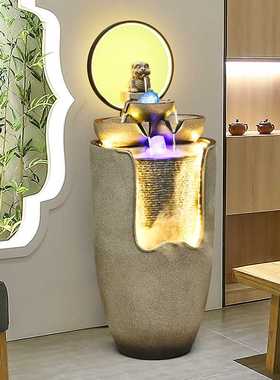 落地风水球流水摆件客厅循环开业办公室轮风车加湿器生财水景风水