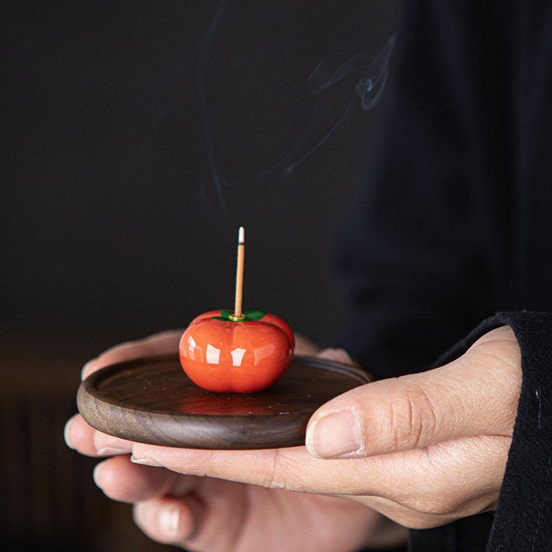 创意陶瓷小柿子线香炉香台茶室托香禅意大吉大利香香座插室内家用,淘宝优惠券,粉丝福利购,淘宝优惠卷