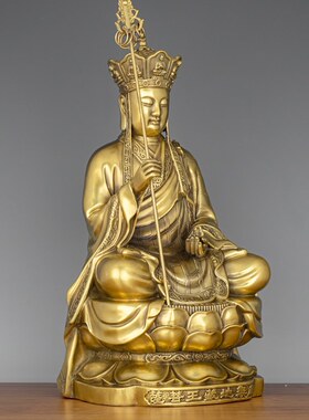 九华山地藏王菩萨铜佛像地藏菩萨坐像铜像家居佛堂客厅供奉摆件