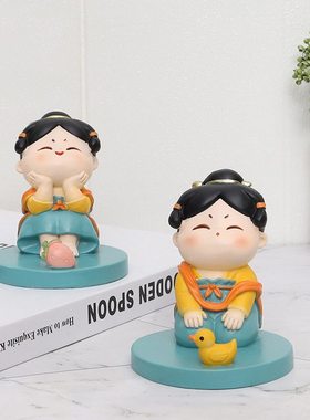 国潮可爱古风唐仕女桌面支撑架手机摆件懒人手机支架小手机架创意